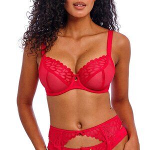 FREYA Loveland Underwire Plunge Bra in Bombshell Chili Red Size 32DD Brand New